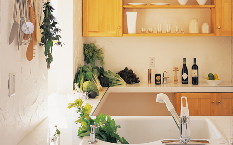 漆喰のキッチン